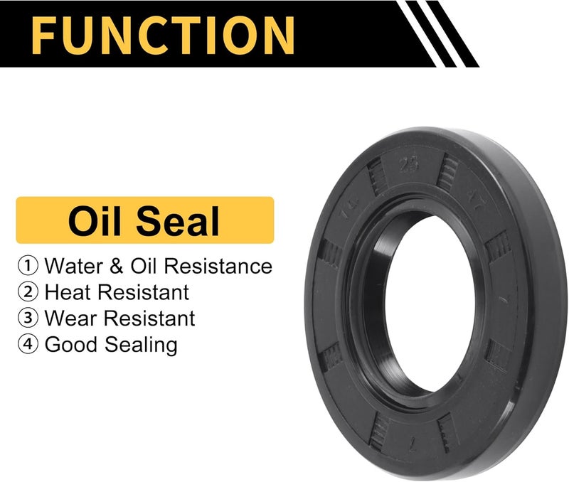 REPAIROCK Universal Oil Seal TC Double Lip W Steel Spring Seal Ring Rotary Shaft Seal 25x47x7mm High Pressure NBR Rubber Black 5pcs - Image 3